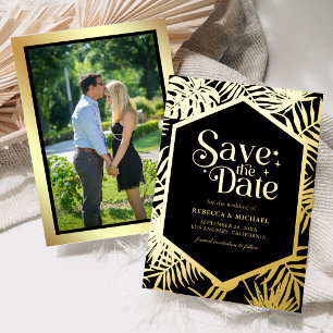 Invitation En Aluminium Mariage Palmier Tropical Photo Enregistrez la Date