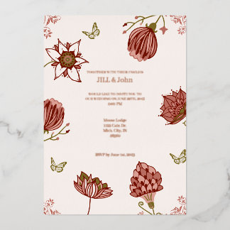 Invitation En Aluminium Mariage papillon botanique floral rustique