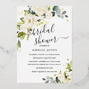 Invitation En Aluminium Mariage papillon floral ivoire or Shower de mariag