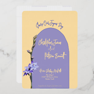 Invitation En Aluminium Mariage Papillon Jaune Beurre Et Orchidée Solaire
