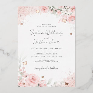Invitation En Aluminium Mariage Papillon Rose Fardée