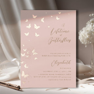 Invitation En Aluminium Mariage papillons pêche or chic Baby Shower