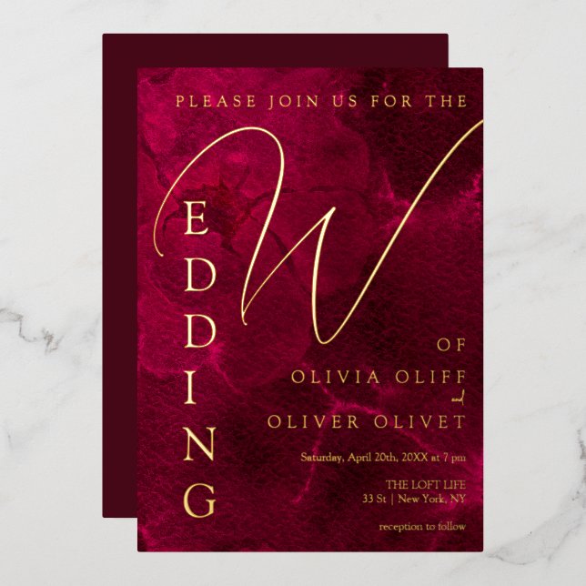 Invitation En Aluminium Mariage Passion Bourgogne (Recto/Verso)