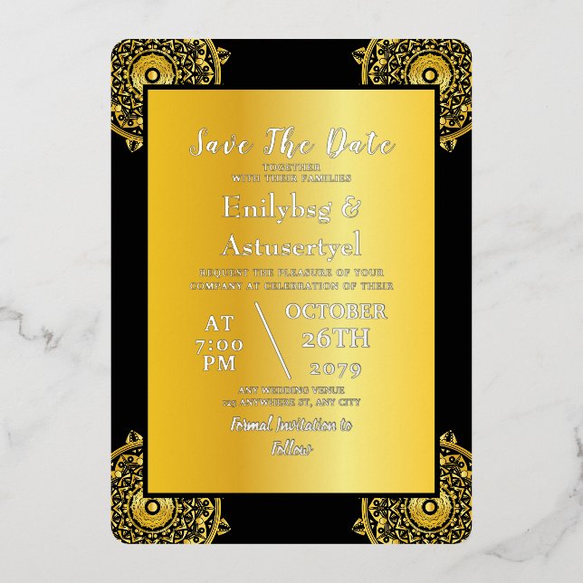 Invitation En Aluminium Mariage personnalisé Enregistrer la date (Recto)