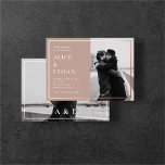 Invitation En Aluminium Mariage photo Brown Elegant Calligraphy<br><div class="desc">Découvrez la fusion de la tradition et du contact personnel avec nos invitations de mariage sur mesure ! Élégamment aménagé dans une orientation horizontale, le côté gauche de l'invitation marie la beauté intemporelle d'un script élégant à la sophistication classique d'une police serif, préparant la scène pour votre journée spéciale. Mais...</div>