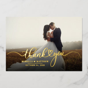 Invitation En Aluminium Mariage Photo Calligraphie Merci Or