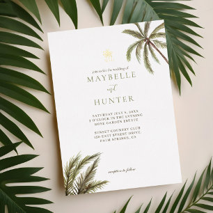 Invitation En Aluminium Mariage Photo de palmiers à aquarelle tropicale Bo