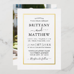 Invitation En Aluminium Mariage photo élégant moderne White Gold