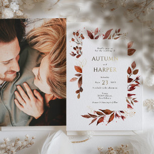 Invitation En Aluminium Mariage photo 'Feuillage d'automne' 'Tomber amoure