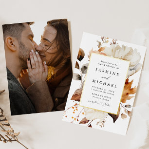 Invitation En Aluminium Mariage Photo Floral Automnal Rustique