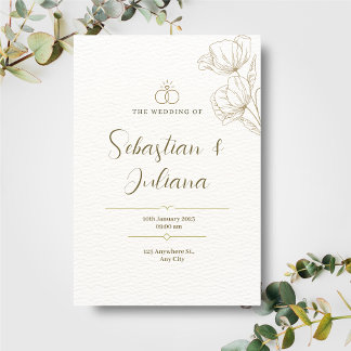 Invitation En Aluminium Mariage photo floral simple et élégant