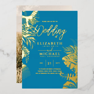 Invitation En Aluminium Mariage PHOTO Gold Disco Tropical Moderne