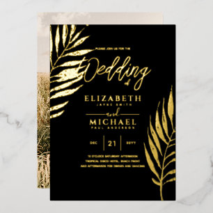 Invitation En Aluminium Mariage PHOTO Gold Disco Tropical Moderne