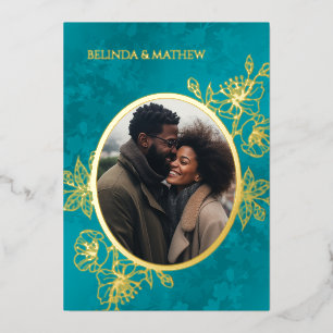 Invitation En Aluminium Mariage Photo Ligne Artistique Rose Or