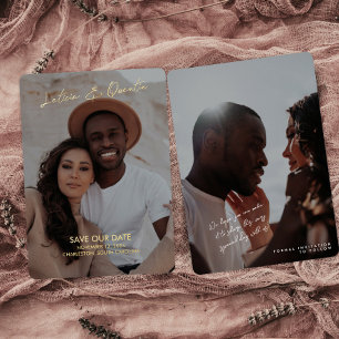 Invitation En Aluminium Mariage photo minimaliste Enregistrer la date