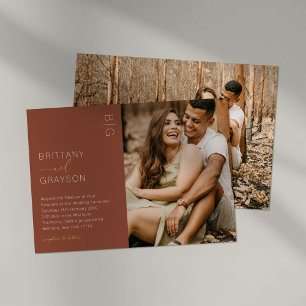 Invitation En Aluminium Mariage photo moderne Burnt Orange 2