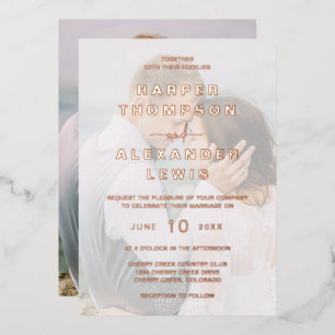 Invitation En Aluminium Mariage photo moderne Rose or