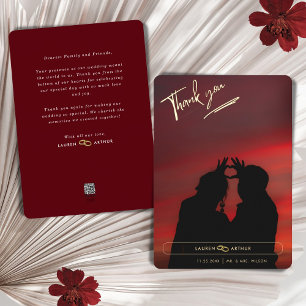 Invitation En Aluminium Mariage photo moderne rouge chic minimaliste Thank