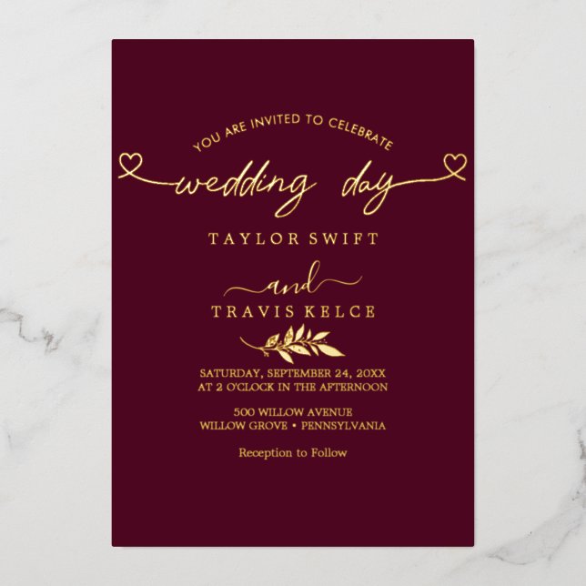 Invitation En Aluminium Mariage photo noir de script Gold moderne (Recto)