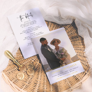 Invitation En Aluminium Mariage photo QR Code tout-en-un minimaliste brill