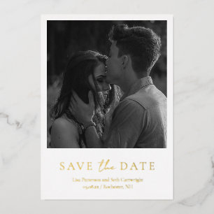 Invitation En Aluminium Mariage photo simple et élégant Enregistrer la dat