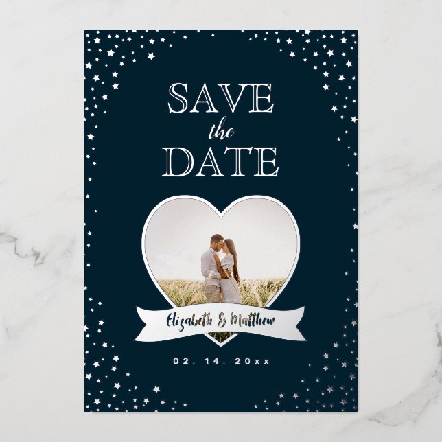 Invitation En Aluminium Mariage photo simple moderne en couple Enregistrer (Recto)