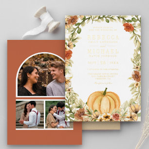 Invitation En Aluminium Mariage Photographique Collage de Citrouille Flora