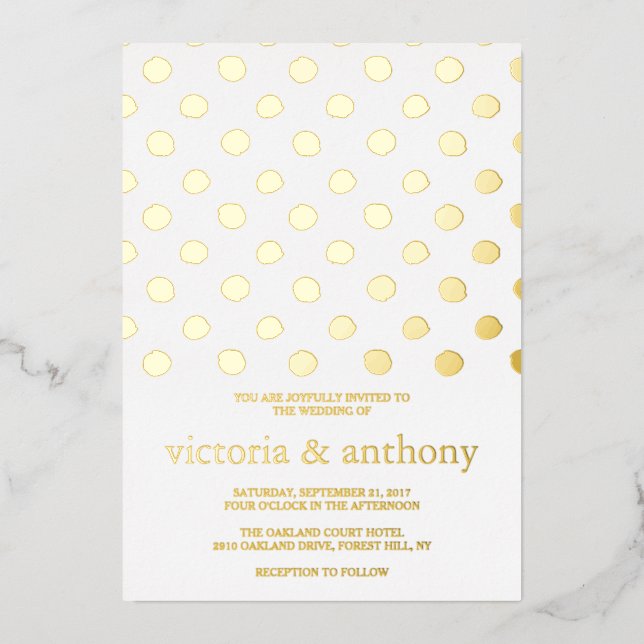 Invitation En Aluminium Mariage Pois moderne Real (Recto)