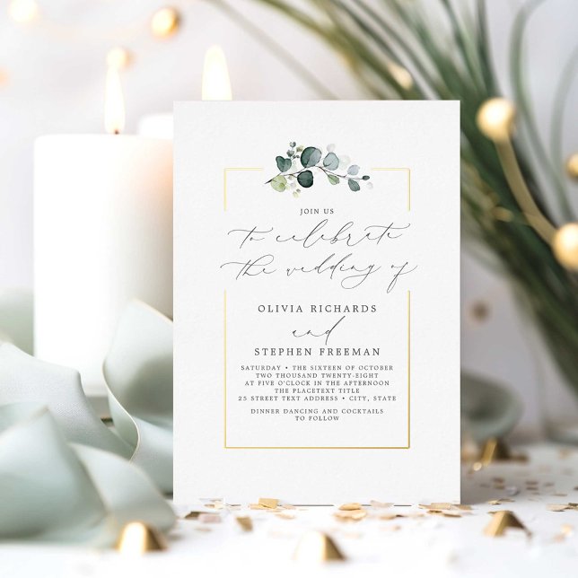 Invitation En Aluminium Mariage Police de Caractères Script Élégant Minima (Elegant Calligraphy Wedding Invitations)