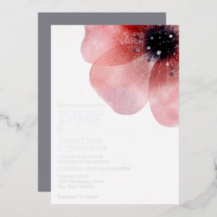 Invitation En Aluminium Mariage Poppy Aquarelle Rose Moderne Argent