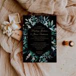 Invitation En Aluminium Mariage Pressé Eucalyptus Noir Et Or<br><div class="desc">Eucalyptus Black and Gold Foil Pressé Mariage Foil Invitation Message pour tous les ajustements ou articles correspondants nécessaires</div>