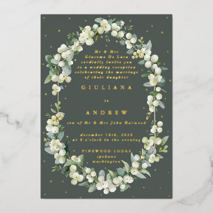 Invitation En Aluminium Mariage Réception uniquement Snowberry Vert + Euca