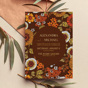 Invitation En Aluminium Mariage Rétro Vintage Années Soixante Terracotta