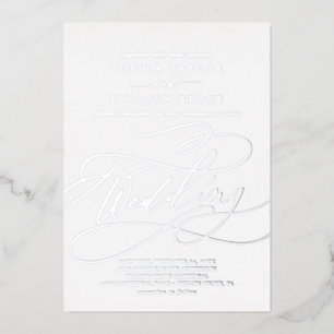 Invitation En Aluminium Mariage romantique à calligraphie avec feuille d'a