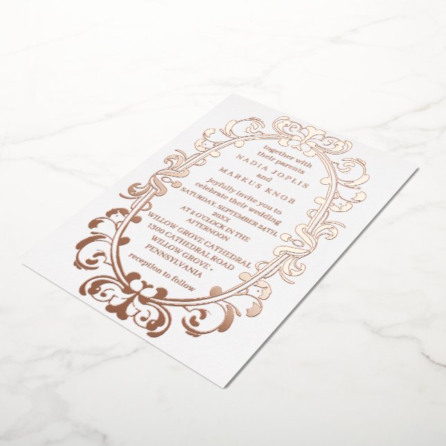 Invitation En Aluminium mariage romantique Art nouveau rose (Rotation)