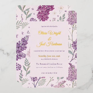 Invitation En Aluminium Mariage Romantique au Jardin de Lilas Vintage