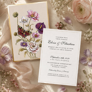 Invitation En Aluminium Mariage Romantique Botanique Papillon Tout En Un