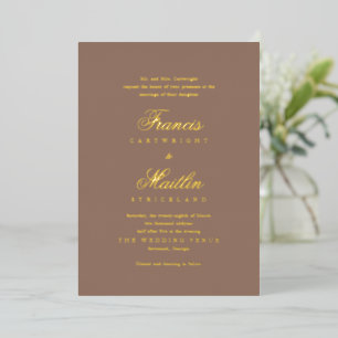 Invitation En Aluminium Mariage Romantique Élégant Brun