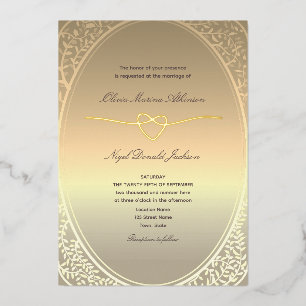 Invitation En Aluminium Mariage Romantique Luxueux en Or
