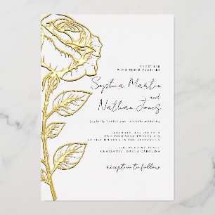 Invitation En Aluminium Mariage Rose élégant Real Gold Foil