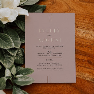 Invitation En Aluminium Mariage Rose Gold et Rose Pâle Art Déco EVERLY