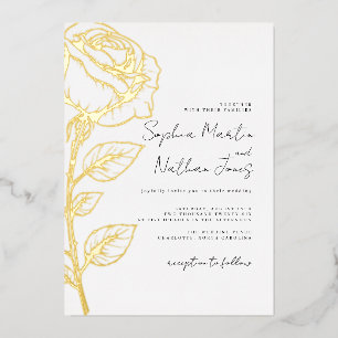 Invitation En Aluminium Mariage Rose Real Gold Foil