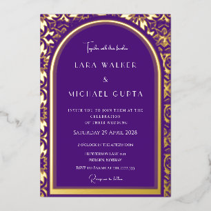 Invitation En Aluminium Mariage Royal Violet (Points Rétro)