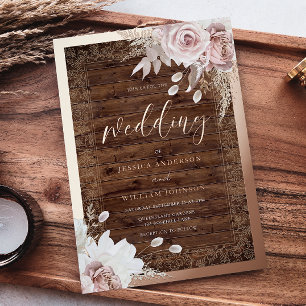 Invitation En Aluminium Mariage rustique vintage blush floral rose gold