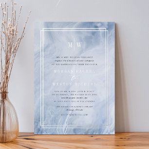 Invitation En Aluminium Mariage Silver Opal Bleu