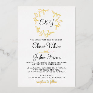 Invitation En Aluminium Mariage simple de couronne de monogramme