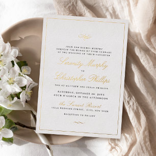 Invitation En Aluminium Mariage simple élégance classique or script