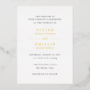 Invitation En Aluminium Mariage simple et élégant de Vivian