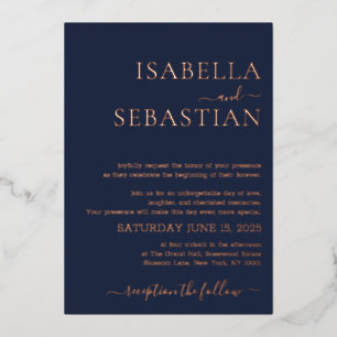 Invitation En Aluminium Mariage Simple Nuit Bleu Marine Foil