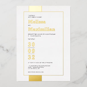 Invitation En Aluminium Mariage simple or noir et blanc gras minimal